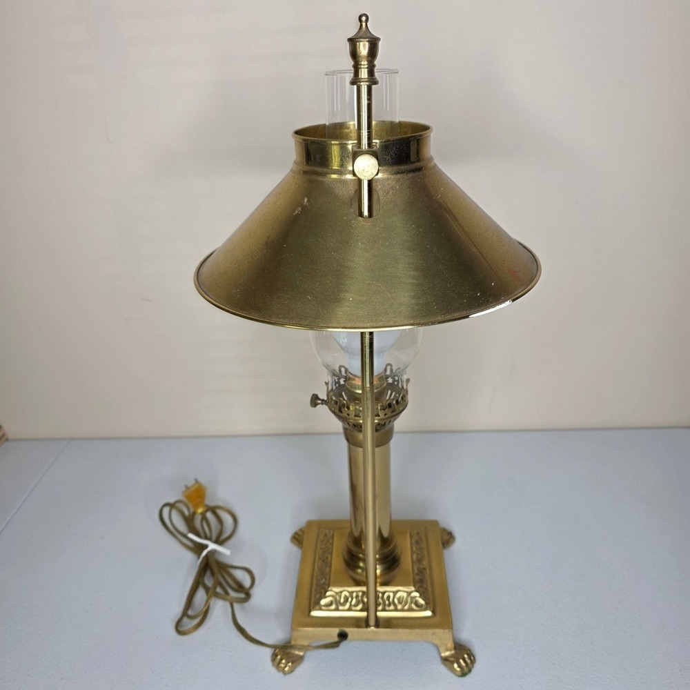 Vintage Paris Orient Express Istanbul Table Lamp Brass Claw Foot Gold 19.5in - Picture 10 of 11